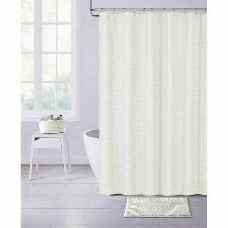 GFANCY FIXTURES 72 x 70 x 1 in. Pearl White Soft Textured Shower Curtain GF3093651
